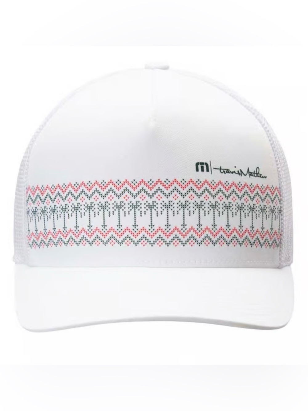 NWOT TravisMathew Deck The Halls Snapback White Golf Trucker Hat Rare Holiday